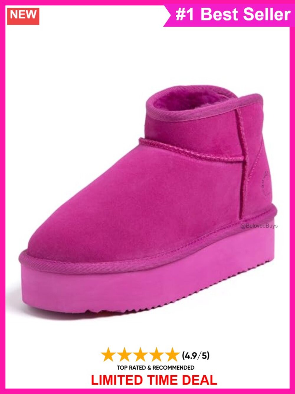 Genuine Shearling Platform Micro Bootie